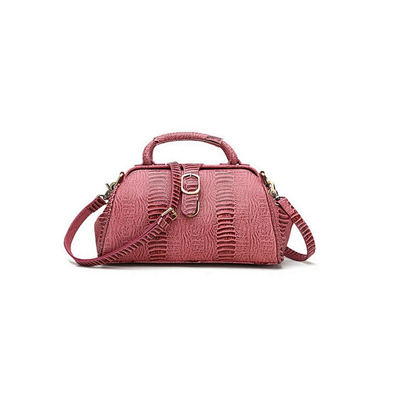Factory Custom Crodile Embossed Real Leather Tote Bag Women Doctor Bag Hinge Closure Handbag
