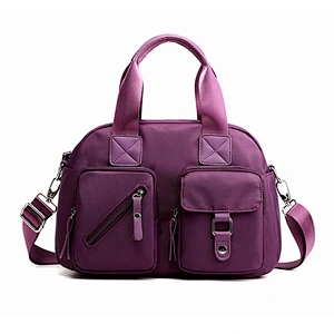 jelly  Women Nylon with ladies leather  Waterproof Handbag with zipper Messenger Shoulder hand Bag Lady Travel Tote Satchel