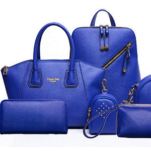 2020 new style Two Women Ladies 6 Pcs Handbag Set Hobo Top Handle Bag soft genuine leather hobo office Bags and Purse Clutch