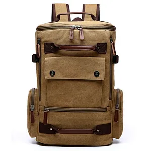 Big capacity blank canvas shoulder backpack for men travel casual rucksack
