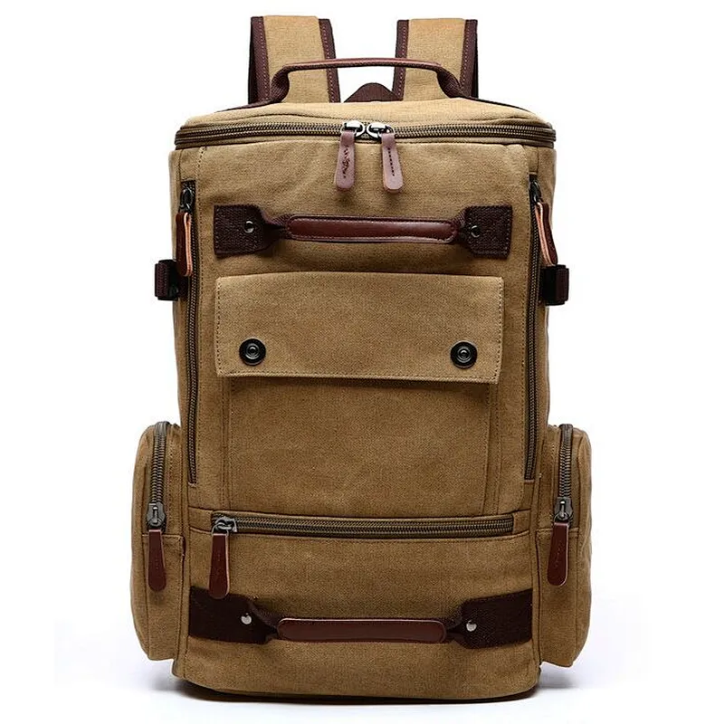 Big capacity blank canvas shoulder backpack for men travel casual rucksack