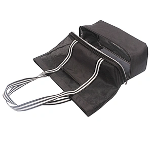 High Capacity Portable Mesh Beach Bag Cooler Zipper Tote Beach Bag with Removable Lunch Box