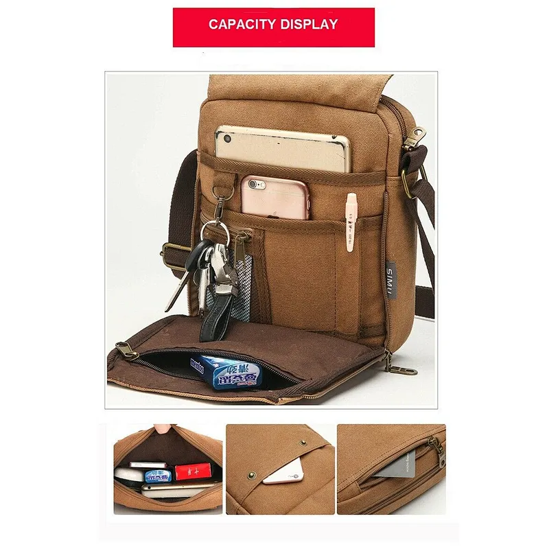 Mens Crossbody Bag canvas bags Urban Travel Shoulder Bag