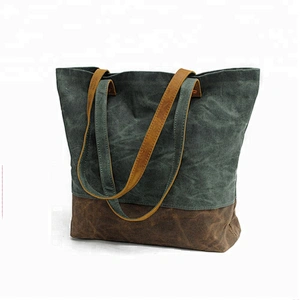 Retro Waxed Canvas Tote Bags Ladies Leisure Shoulder Bags