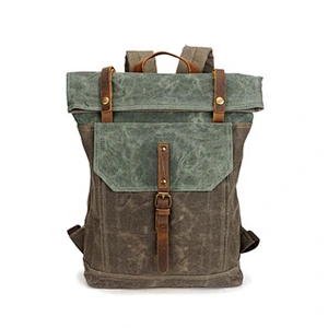 Vintage Waxed custom Canvas backpack mochila back pack Rucksack travel bag Specially High Density