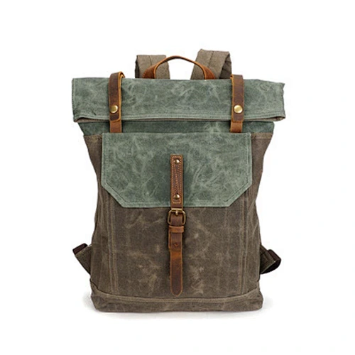 Vintage Waxed custom Canvas backpack mochila back pack Rucksack travel bag Specially High Density