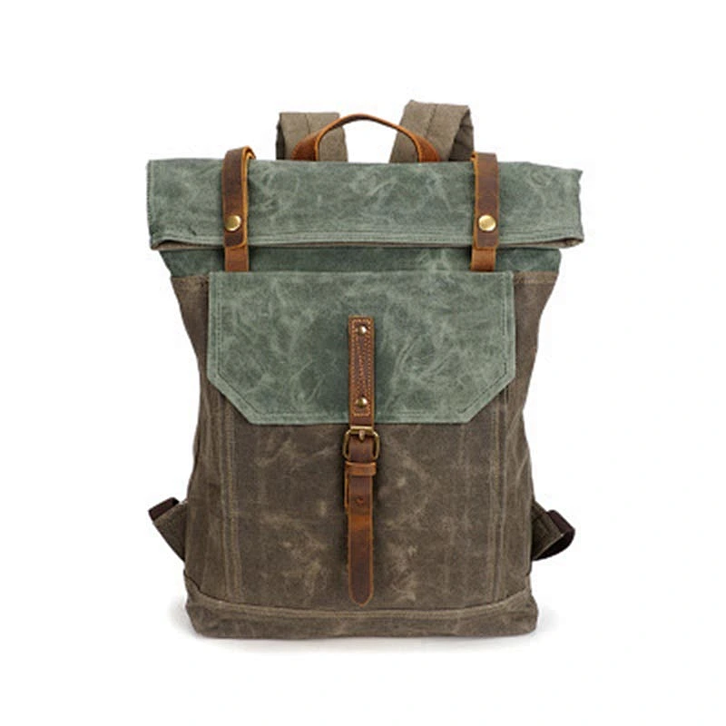 Vintage Waxed custom Canvas backpack mochila back pack Rucksack travel bag Specially High Density