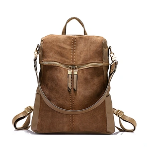 Women backpack vintage PU leather school waterproof