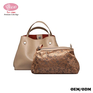 The Unique Chic Design Hot Sell European Trends Nappa Cowhide Leather Shoulder Bag 2pcs of 1 set combi Handbags