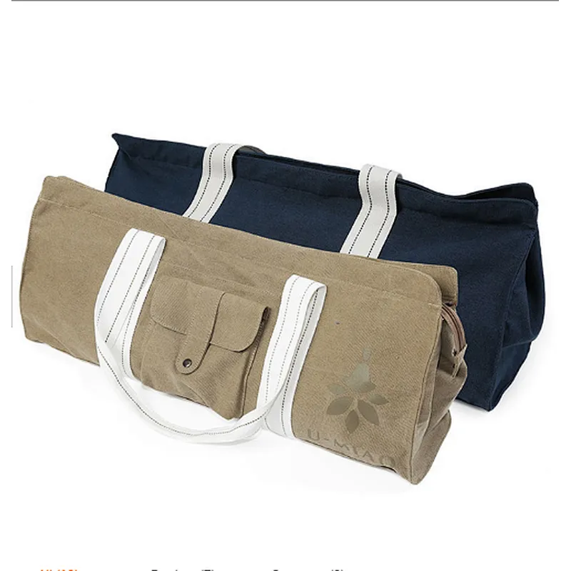 Wholesale eco friendly cotton canvas yoga mat carry tote bag with pockets