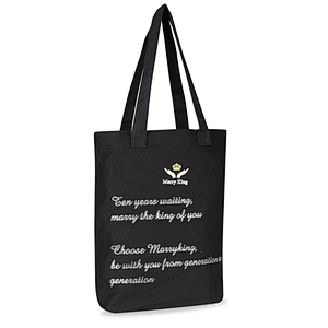 Black canvas bag letter print tote handbag eco-firendly tote bag