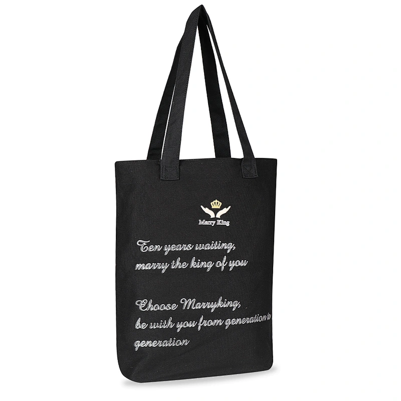 Black canvas bag letter print tote handbag eco-firendly tote bag