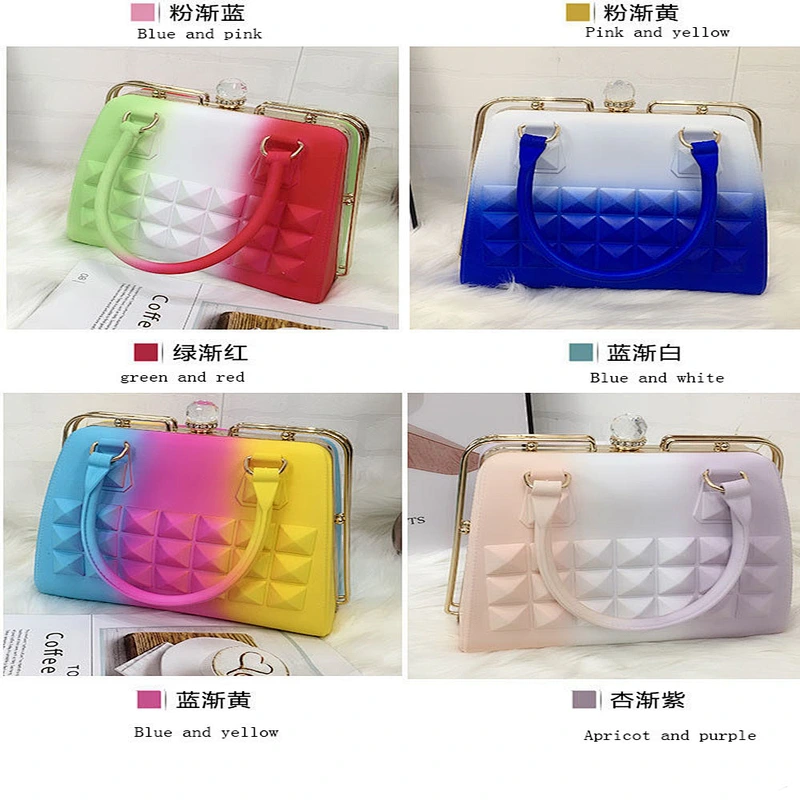 2019 fashionable classic gradient candy PVC handbag for women for shopping or party