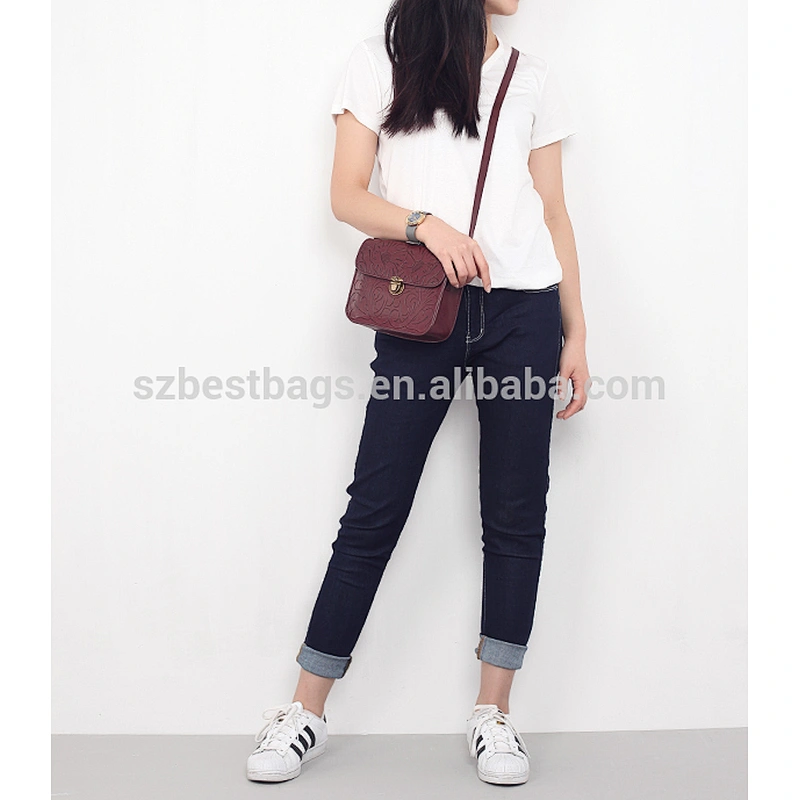 Vintage women's PU leather long shoulder bag Long strap crossbody bag