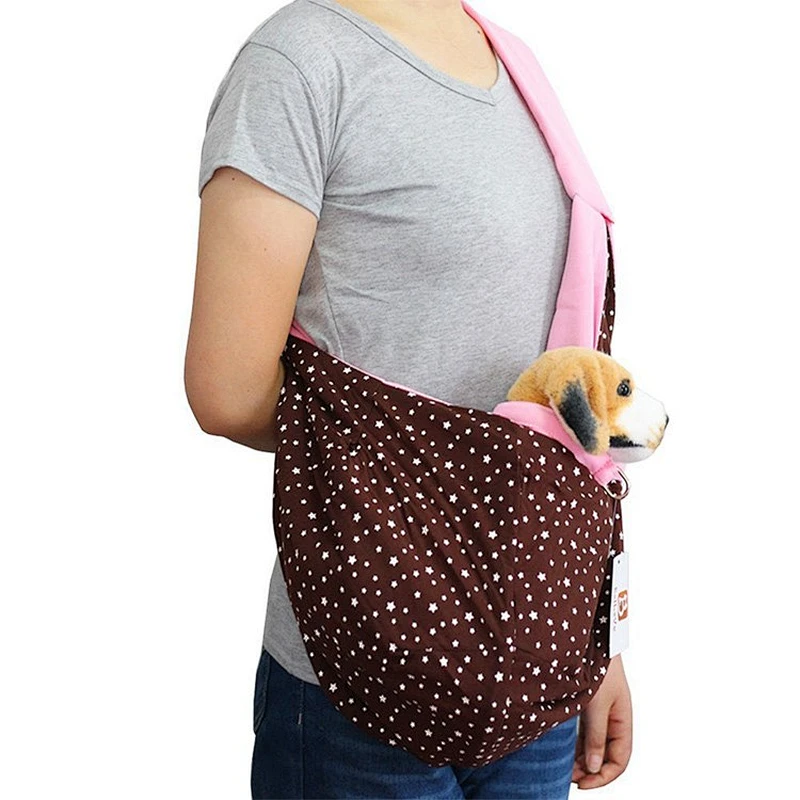 Hands-free small folding foldable reversible cotton pet sling carrier bag for dog