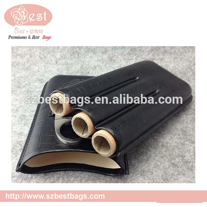brand new model 19*10*3cm three fingers cigar holder , leather cigar travel case for gentleman