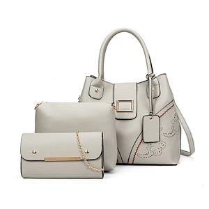 2019 3pcs/set designer Women Ladies pu Leather geometric single shoulder  trendy purse and handbags foldable shopping bag