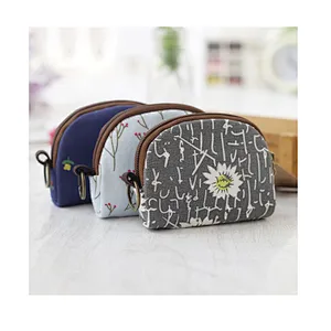 Wholesale custom printed cheap cartoon character canvas zipper coin purses