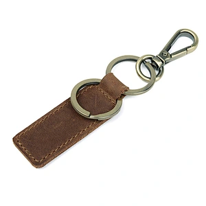 Original Personality Handmade Genuine leather Bronze Car Key Chain Promotional Gift Key Ring