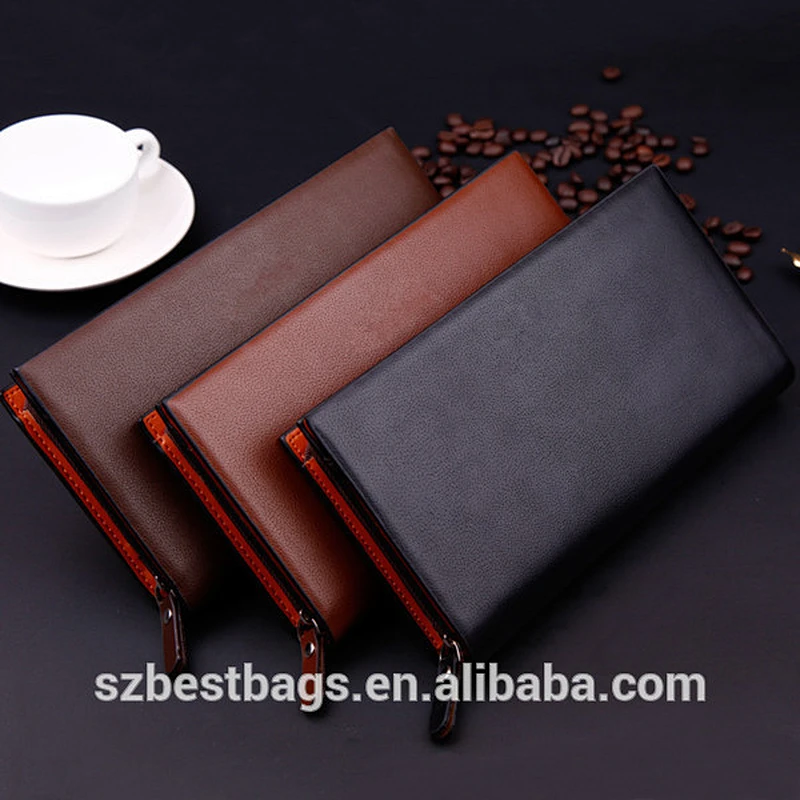 Gioss mens long genuine leather wallet bag zipper pocket