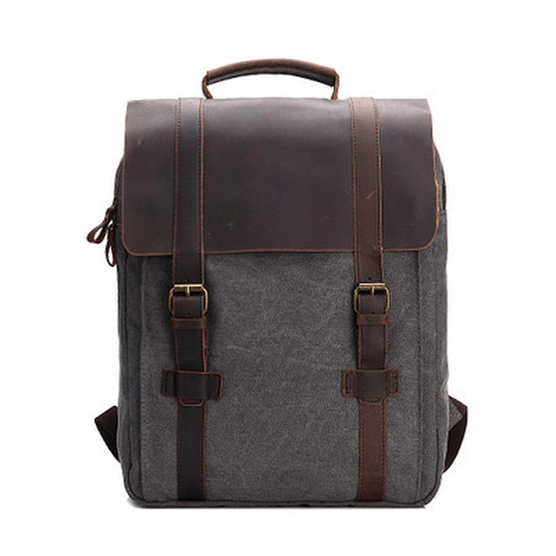 Vintage Canvas With Genuine Cow Leather Backpack Fashion Backpack For Men