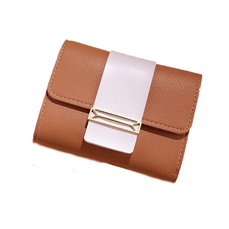 Ladies Contrast Color Multi-functional Short Style Coin Bag pu Leather Wallet