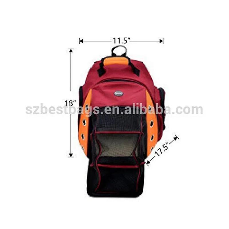 Deluxe Dog Carrier Travel Backpack Double Shoulders Straps Bag for Small Pet Puppy Cat Red Grey