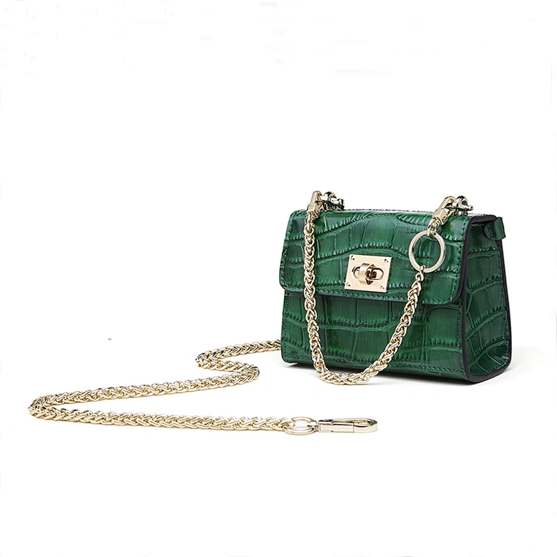 Genuine Leather Mini Hard Chain Handbag For Women High Quality Casual Ladies Bag