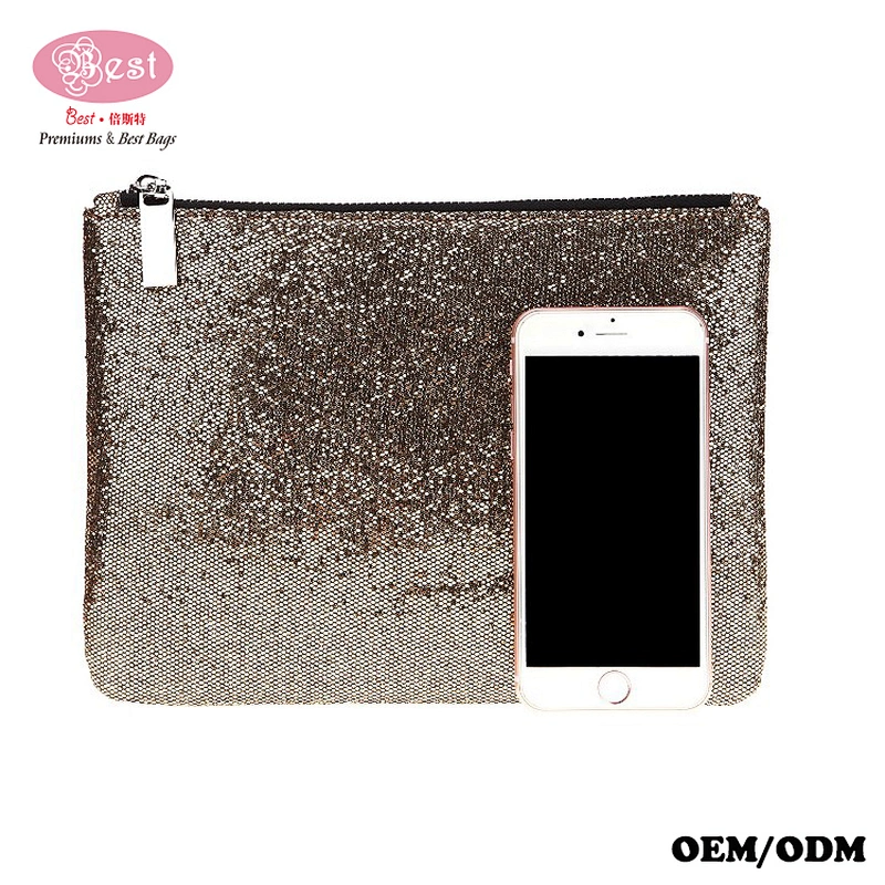 Sequins cosmetic bags professional oem zip Evening Bag