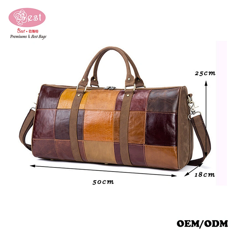 High-capacity Shoulder Bag Portable Leather Splicing Short Baggage Travel Tote Bag