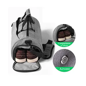 Wholesale custom mens ladies small waterproof washable gym duffle bag with shoe compartment
