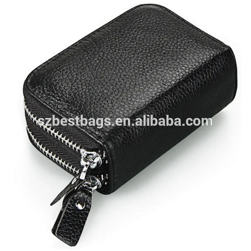 RFID Blocking Genuine Leather card wallet with multiple card slots money pocket