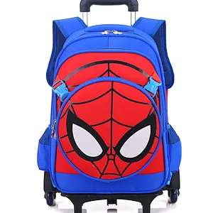 Trolley spiderman schoolbag trolley school bags for kids