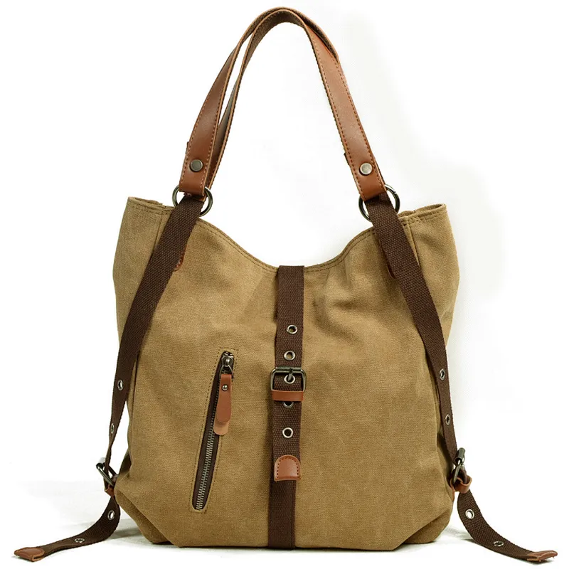 2018 new casual canvas shoulder bag canvas backpack for women