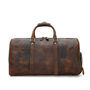 Top Quality Genuine Leather Duffel Bag Large Capacity Vintage Travel bag  Durable Weekender Bag For Men