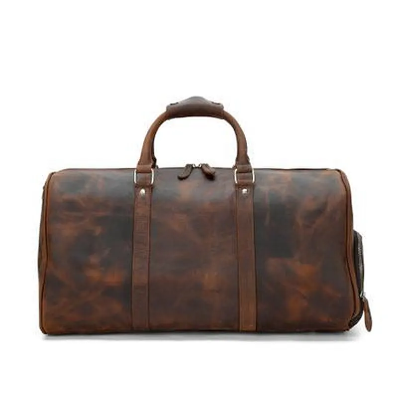 Top Quality Genuine Leather Duffel Bag Large Capacity Vintage Travel bag  Durable Weekender Bag For Men
