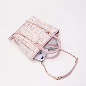 2019 New Style Lady's Woven Handbags Single Shoulder Chain Bag with Pearl