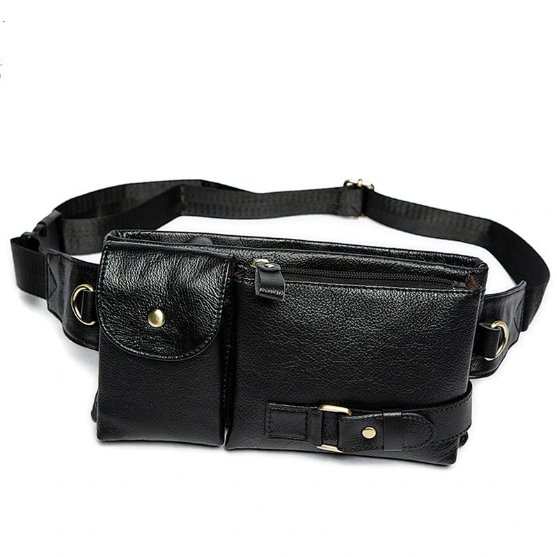 Black Waist Fanny Pack Belt Money Bag Pouch Travel Sport Hip Purse Men  leather wallet handbag crossbody
