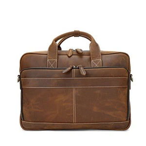 Fashion Men Crazy Horse Leather High Quality Vintage Briefcases Genuine Leather Handbag Laptop Bag for Men