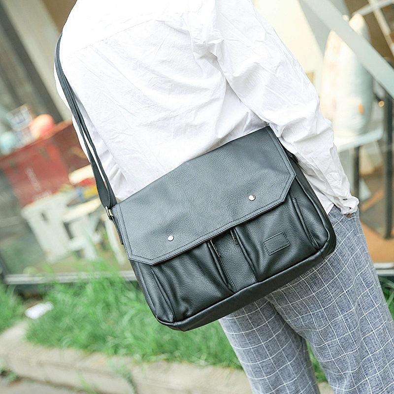 Small vintage pu messenger cell phone crossbody side cross bag for college men