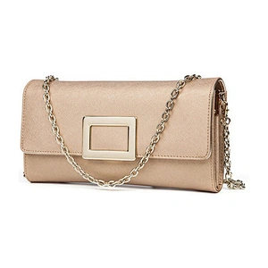 Drop Shipping Bling Saffiano Real Leather Clutch Purse Sparkling Long Chain Real Leather Evening Purse Handbags
