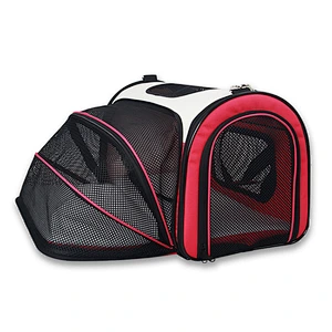 Wholesale collapsible expandable pet carrier travel bag handbag dog Oxford+Mesh cloth+Plush mat
