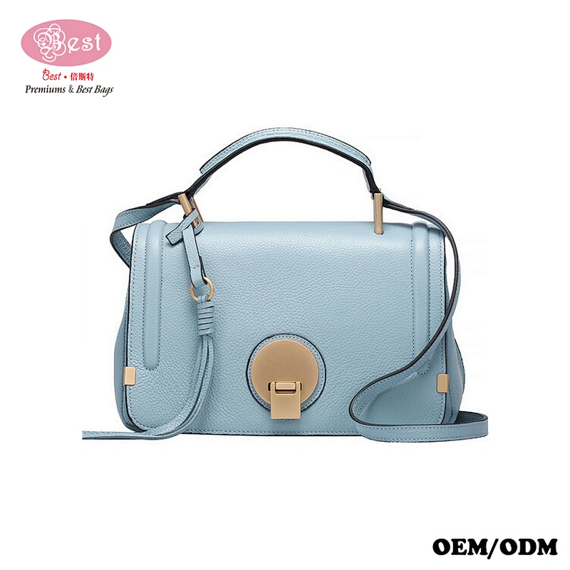 Wholesale Price Pebbled Real Leather Shoulder Bag Designer Trends Tassel Cowhide Leather Handbag with big lock