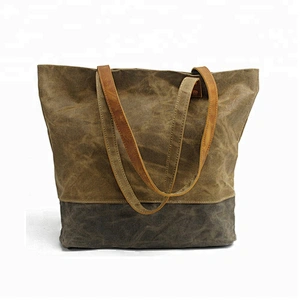 Retro Waxed Canvas Tote Bags Ladies Leisure Shoulder Bags
