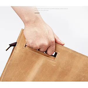 Customized Crazy Horse Leather Men Laptop Briefcase Office Document Pouch Fits 12.9  Computer