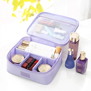 Travel mesh fabric cosmetic make up brush organizer makeup bags with compartments