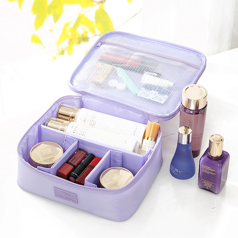Travel mesh fabric cosmetic make up brush organizer makeup bags with compartments