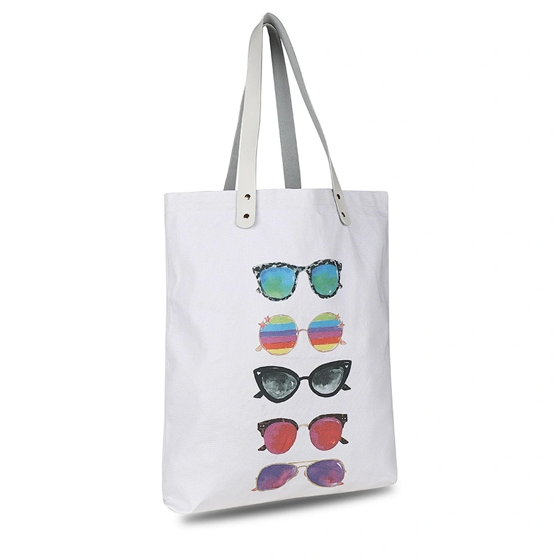 Cotton canvas  leather handle eco-friendly hand bag gift bag tote bag
