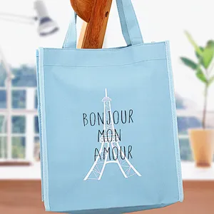 Wholesale custom blue anime shopping bag kids oxford tote book bags with logo