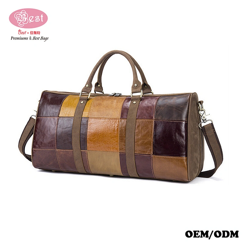 High-capacity Shoulder Bag Portable Leather Splicing Short Baggage Travel Tote Bag